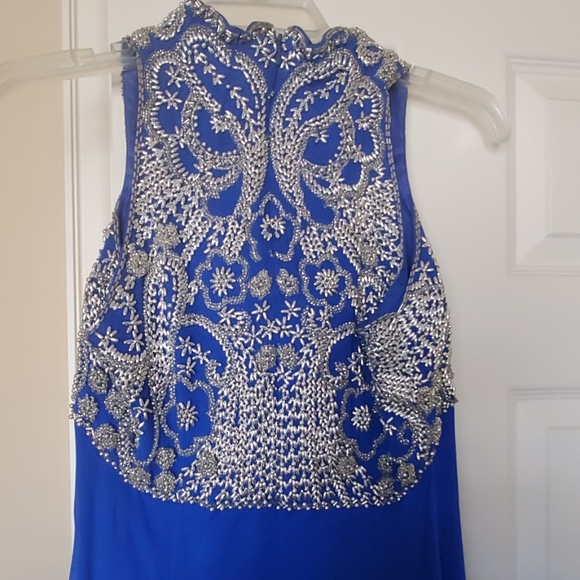 Beautiful royal blue chiffon formal w/ beaded top - Picture 8 of 8